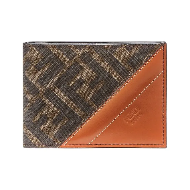 FENDI Bifold Card Holder, Wallet Men's Brown-0