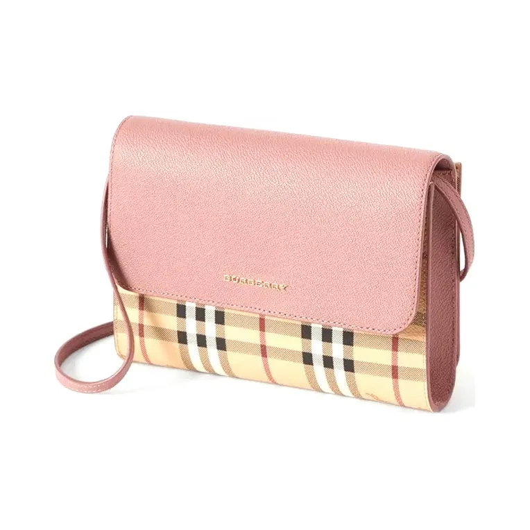 Burberry Vintage Canvas With Leather Shoulder Bag, Crossbody Bag Regular Women's Pink-2