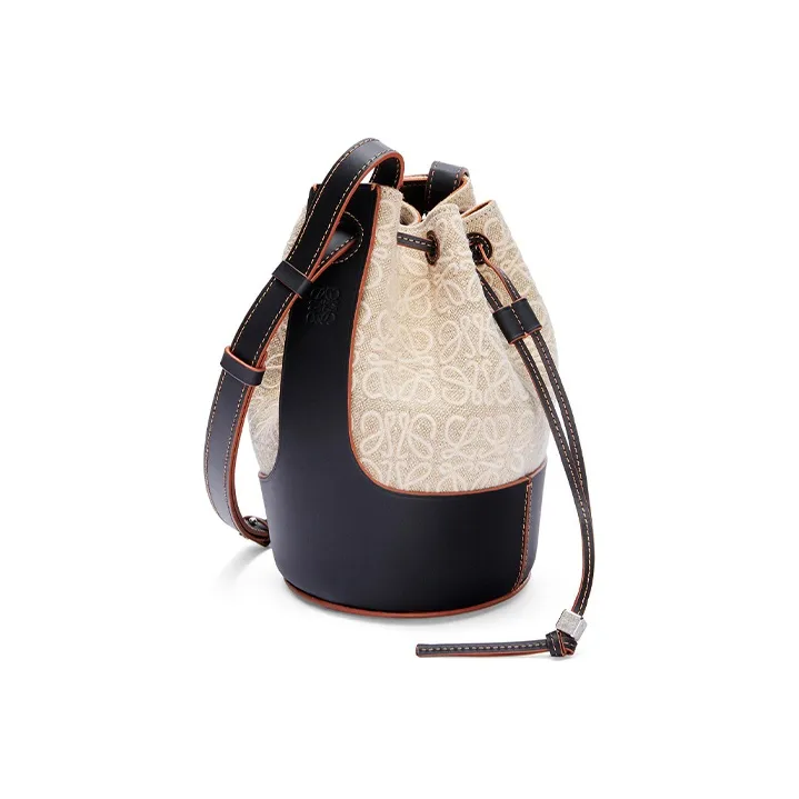 LOEWE Balloon Canvas With Leather Bucket Bag Drawstring Bag Crossbody Bag Shoulder Bag Women's Light Coffee/Black-1
