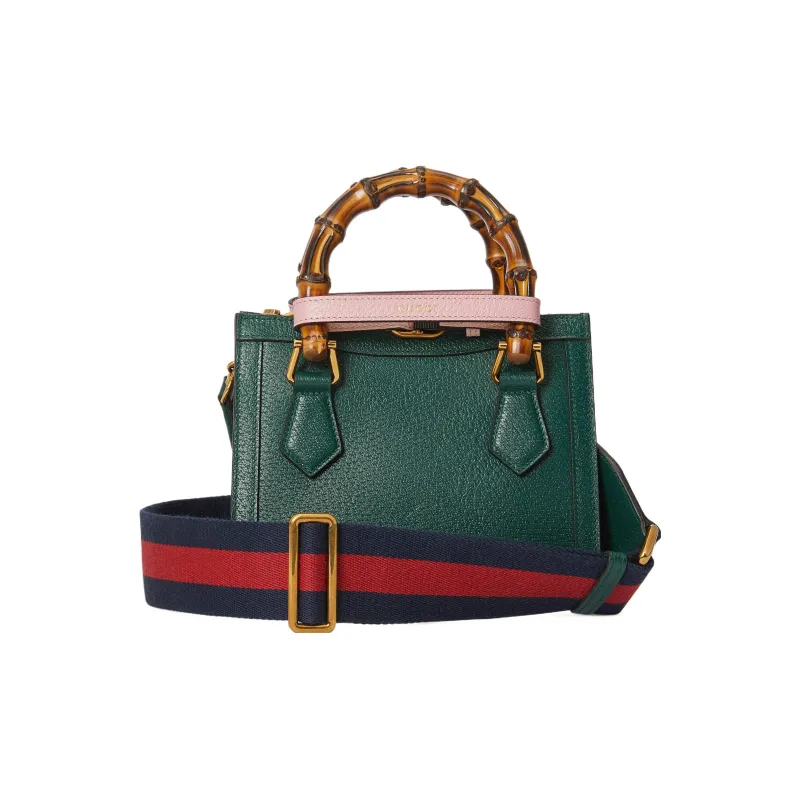 GUCCI Diana Leather One Shoulder Handbags Mini Women's Green-4