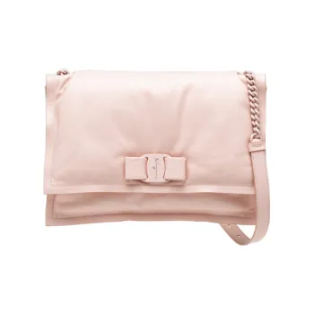 FERRAGAMO Viva Cow Leather Pillow Bag, Crossbody Bag, Shoulder Bag Women's Ice Cream Pink Cherry Blossom Pink
