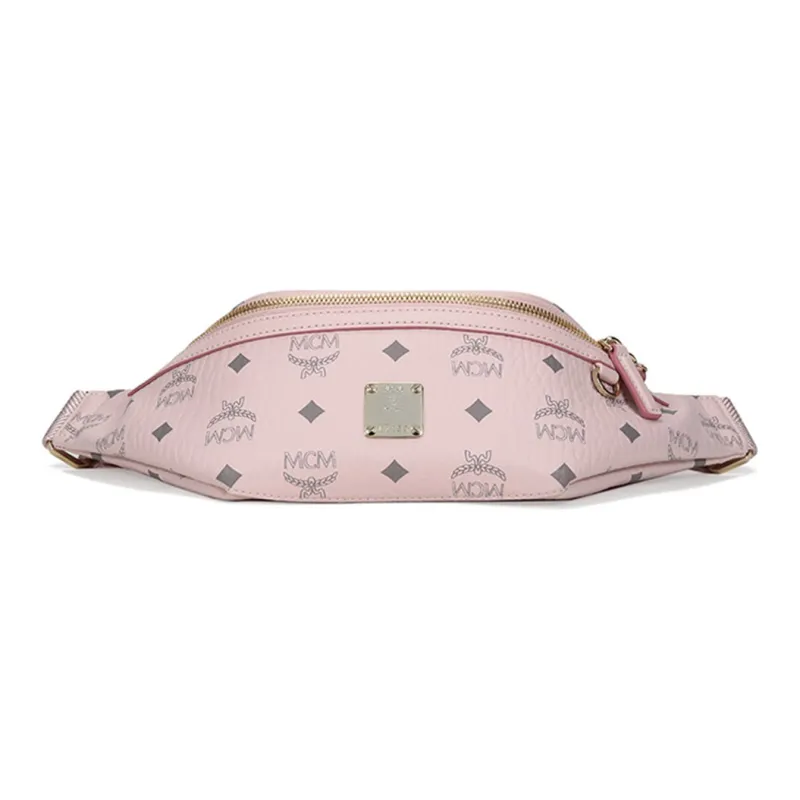 MCM Artificial Leather Sling Bag Small Size Women's Soft Pink-4