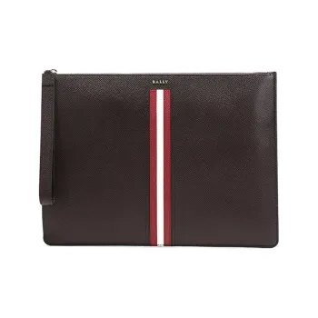 BALLY Leather Clutch Regular Men's Coffee Red White