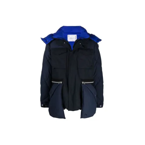 Sacai Puffer Jackets Men Blue