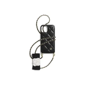 CHANEL Sheepskin Phone Case Cell Phone Pouch Women's Black