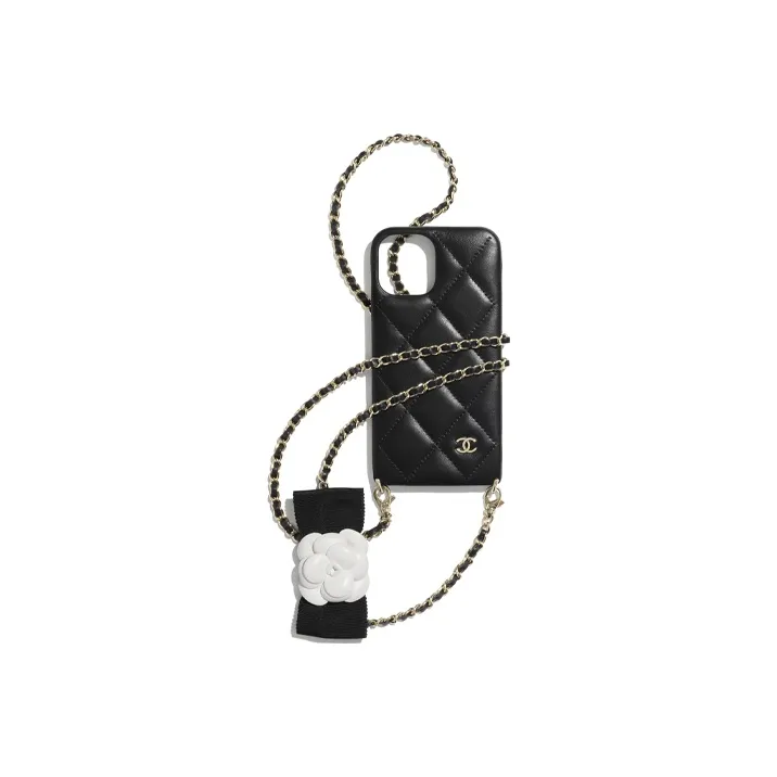 CHANEL Sheepskin Phone Case And Cell Phone Pouch Women's Black-0