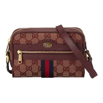 GUCCI Ophidia Canvas With Leather Camera Bag Shoulder Bag Crossbody Bag Mini Women's Burgundy