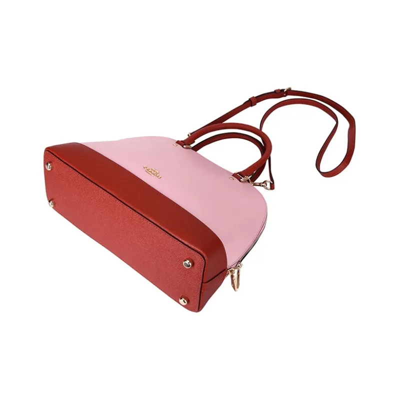 COACH Sierra Leather One Shoulder Handbags Large Size Women's Pink & Red-3