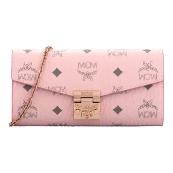 MCM Artificial Leather Envelope Bag, Chain Bag, Shoulder Bag, Crossbody Bag Mini Women's Cherry Blossom Pink