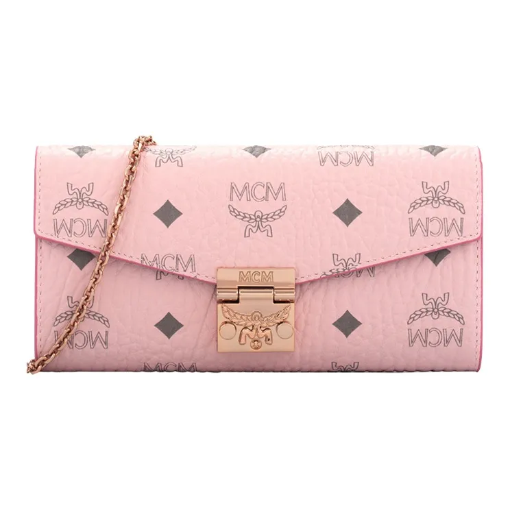 MCM Artificial Leather Envelope Bag, Chain Bag, Shoulder Bag, Crossbody Bag Mini Women's Cherry Blossom Pink-0