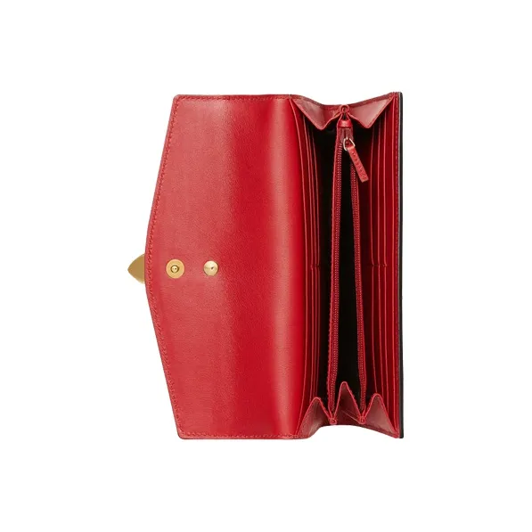 GUCCI Sylvie Leather Wallet Women's Red-1
