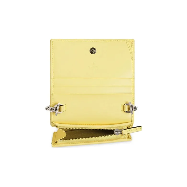 GUCCI Quilted Leather Chain Card Holder, Crossbody Bag, Shoulder Bag Mini Women's Yellow/Candy/Unicorn Color-2