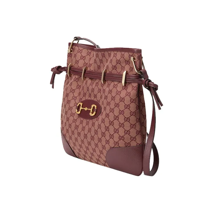 GUCCI Horsebit 1955 Canvas Canvas Bag Crossbody Bag Shoulder Bag Women's Burgundy-3