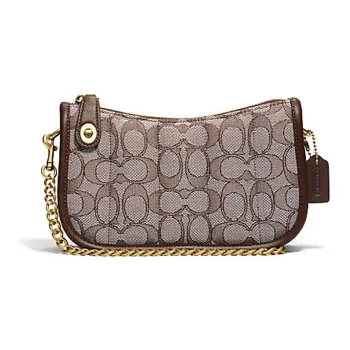 COACH Canvas With Leather Pochette Shoulder Bag Women's Brown