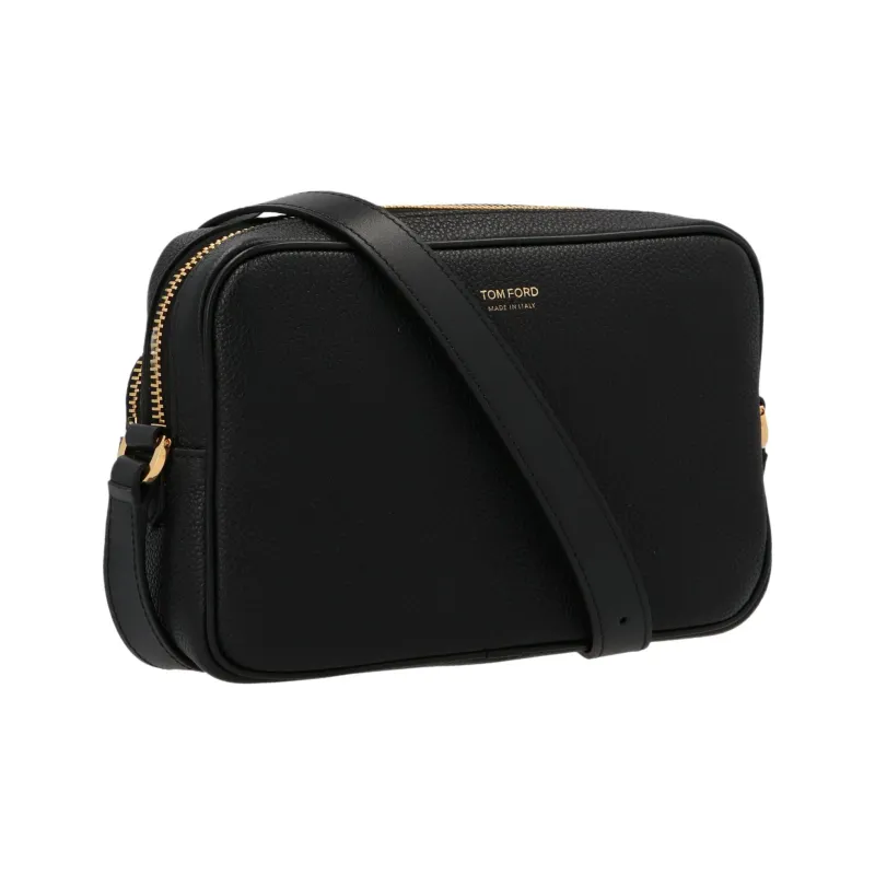 TOM FORD Pebbled Textured Leather Messenger Bag Shoulder Bag Crossbody Bag Men's Black-2