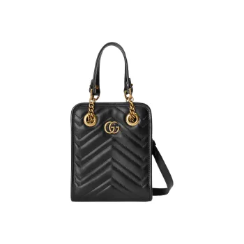 GUCCI Marmont Quilting Leather Tote Bag Shopping Bag Portable Crossbody Bag Shoulder Bag Mini Women's Black