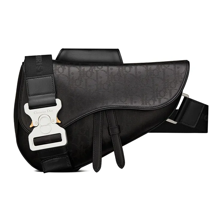 DIOR Saddle Cow Leather Saddle Bag Crossbody Shoulder Bag Men's Black-0