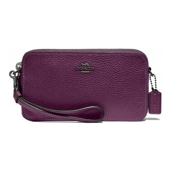 COACH Kira Leather Handheld Crossbody Bag Wallet Women's Purple-0