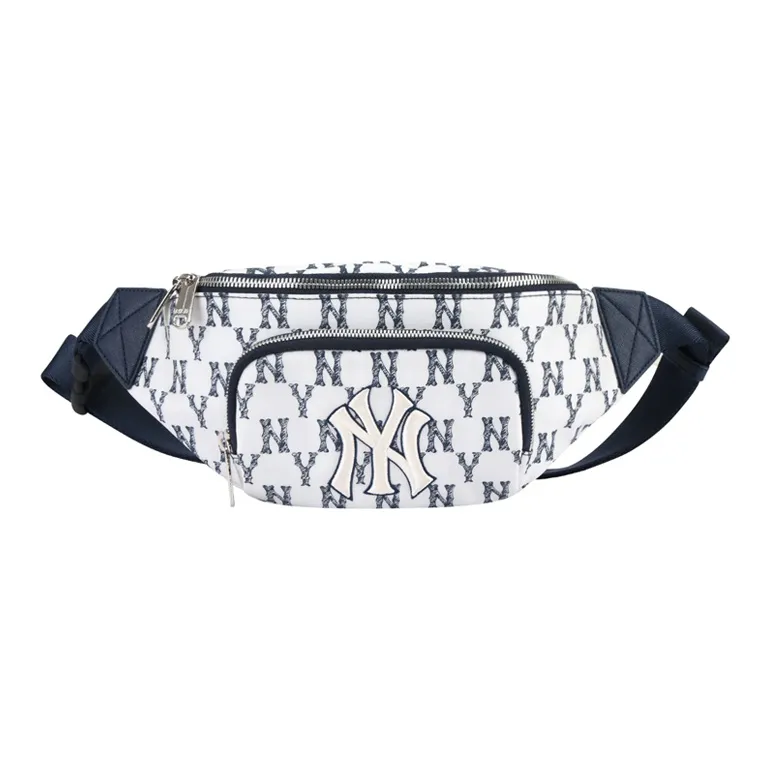 MLB Monogram Collection Nylon Fanny Pack Shoulder Bag Crossbody Bag Regular Unisex White Blue-0