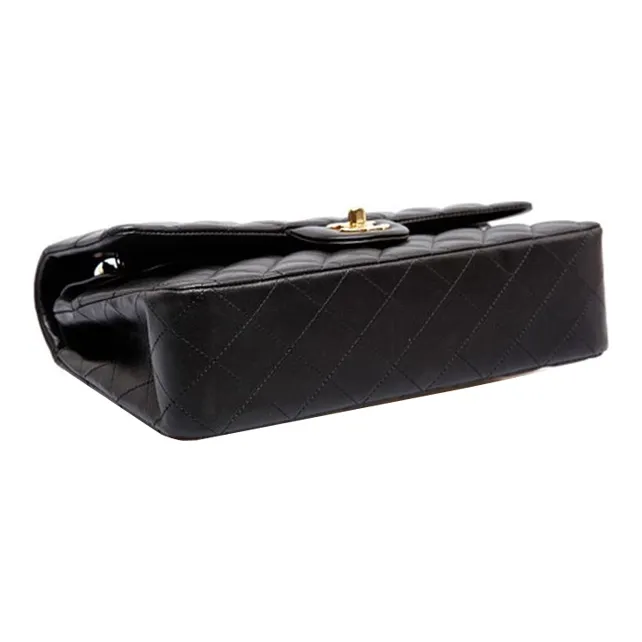 CHANEL Lambskin Flap Bag, Crossbody Bag, Shoulder Bag Extra Large Unisex Black-5