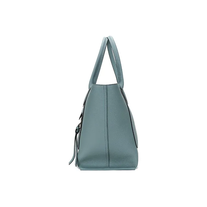 LONGCHAMP Le Pliage Cow Leather Portable Laptop Bag Shoulder Bag Women's Gray Blue-2