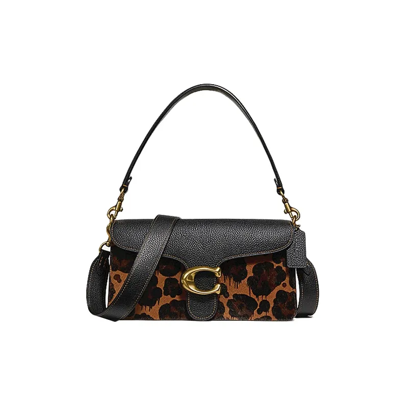 COACH Tabby Leather Shoulder Bag Crossbody Bag Medium Size Women's Black Brown-0