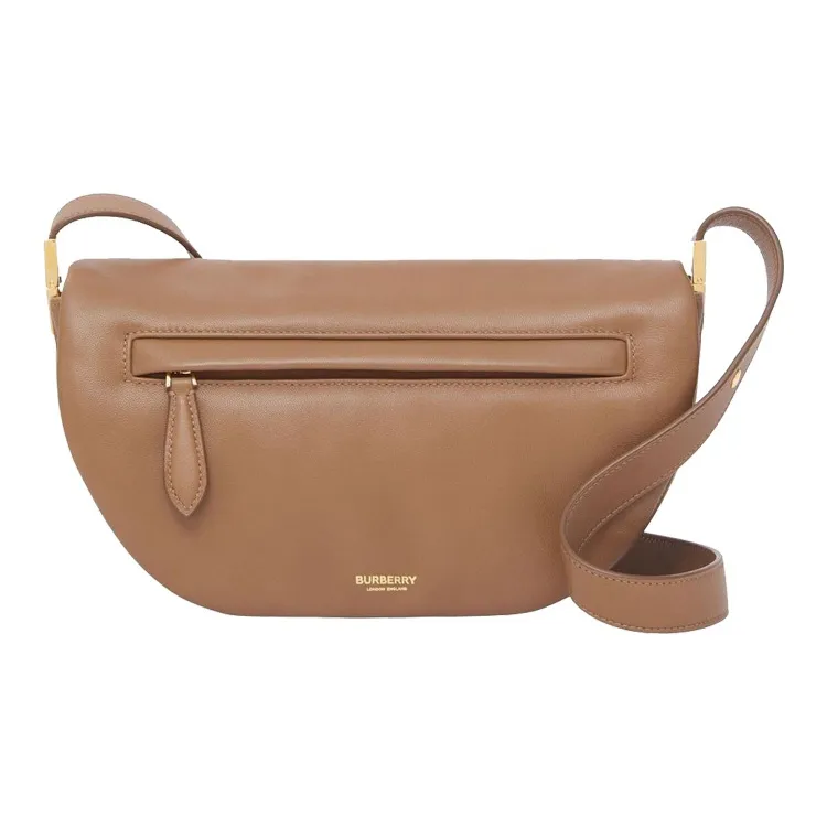 Burberry Olympia Dyed Lambskin Ellenria Half Moon Bag Portable Crossbody Bag Shoulder Bag Women's Brown-1