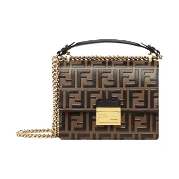 FENDI Kan U Leather Handbag, Shoulder Bag, Crossbody Bag Mini Women's Brown