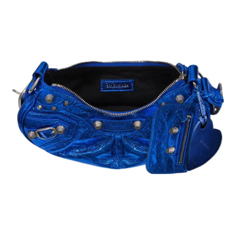 Balenciaga Le Cagole Cow Leather Handbag Shoulder Bag Women's Dark Blue-3
