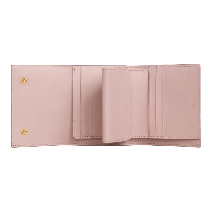 CELINE Essentials Series Grained Cow Leather Trifold Wallet Small Size Women's Vintage Pink Red-3