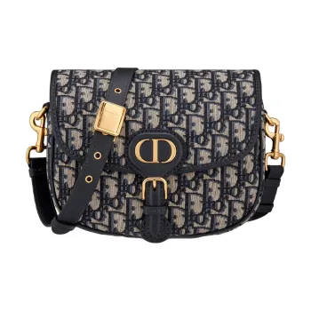 DIOR Bobby Jacquard Fabric Shoulder Bag, Crossbody Bag Medium Size Women's Denim Blue