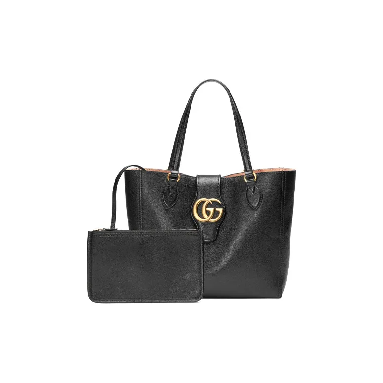 GUCCI Leather Tote Bag, Shopping Bag, Shoulder Bag, Handbag Trumpets Women's Black-1
