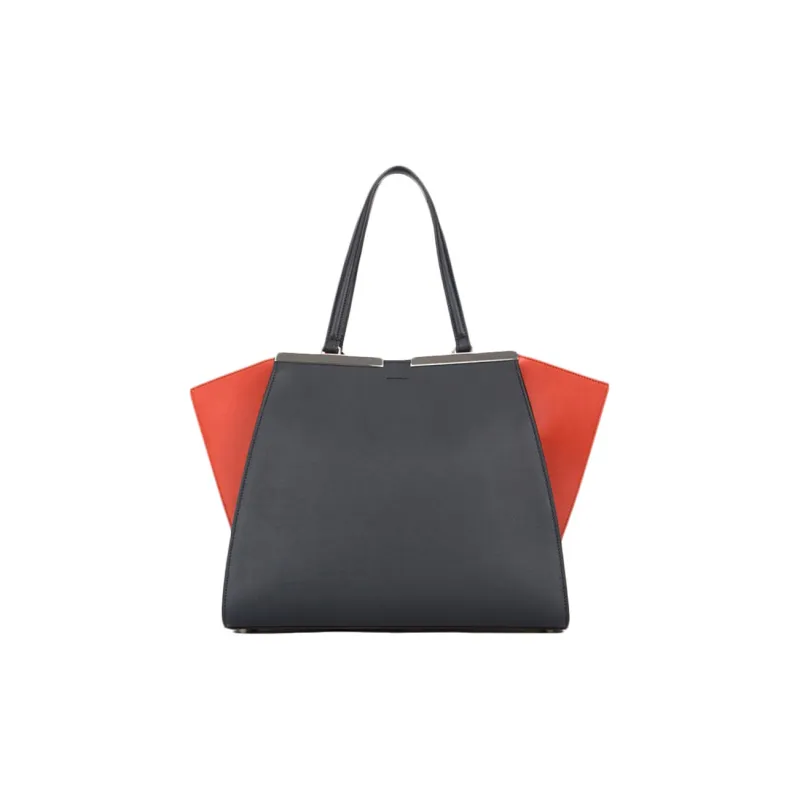 FENDI Cow Leather Tote Combo Bag One Shoulder Handbag Regular Women's Dark Gray/Red-2