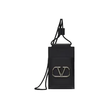 Valentino GARAVANI Calfskin Cell Phone Pouch Men's Black