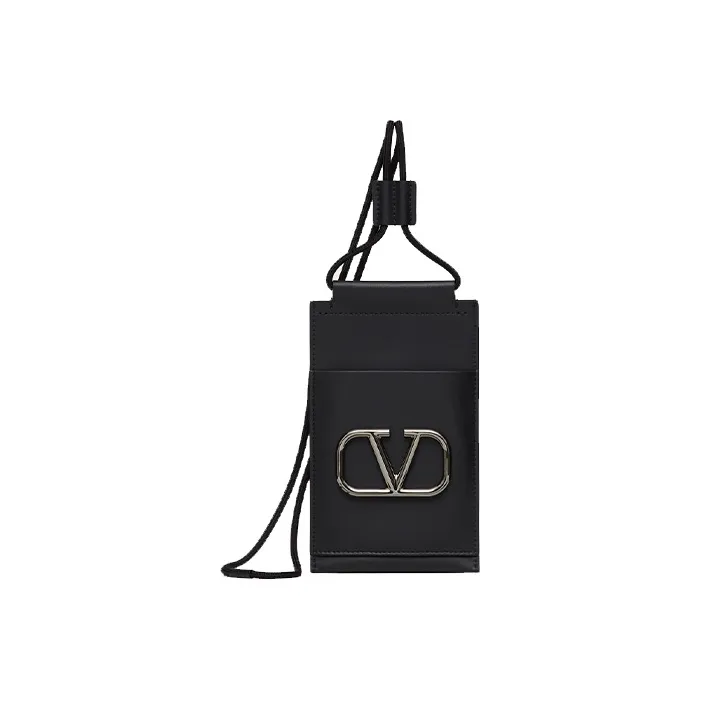 Valentino GARAVANI Calfskin Cell Phone Pouch Men's Black-0
