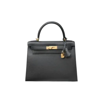 HERMES Kelly Epsom Leather Handbag Regular Women's Noir Black