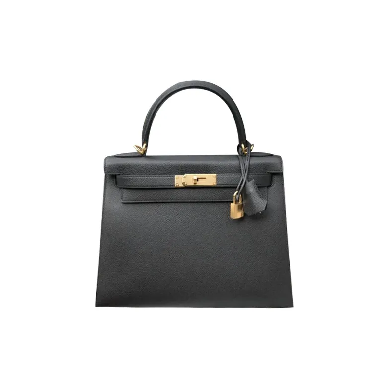 HERMES Kelly Epsom Leather Handbag Regular Women's Noir Black-0