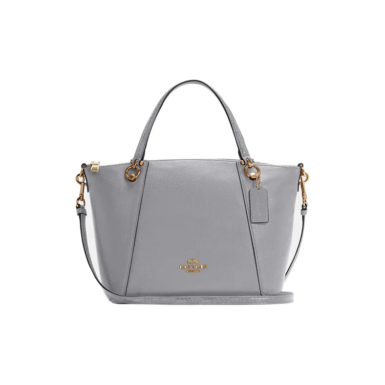 COACH Kacey Polished Leather With Snakeskin Print Leather Crossbody Bag Small Size Women's Gray-0