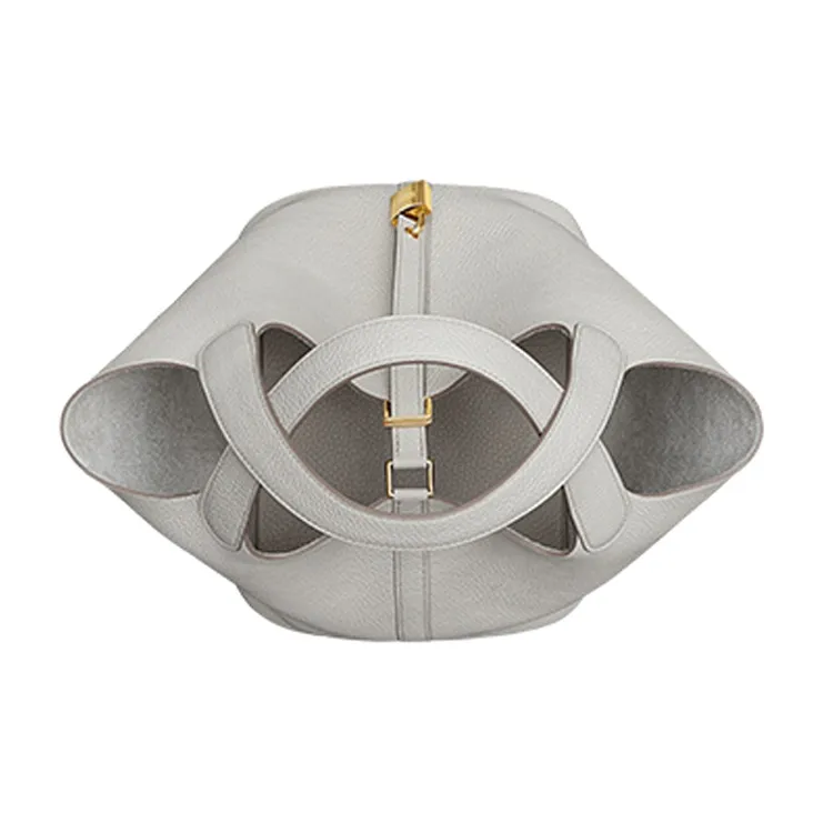 HERMES Picotin Lock Clemence Bullock Leather Bucket Bag Handbag 22 Women's Concrete Gray-5