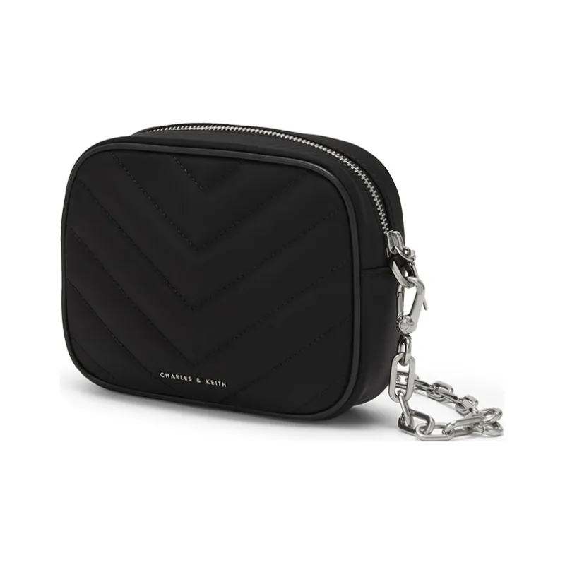 CHARLES&KEITH Fabric Small Square Bag Combo Shoulder Bag Regular Women's Black/Pink-1