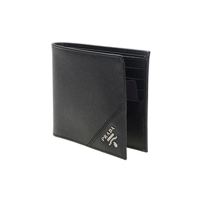 PRADA Genuine Leather Wallet Men's Black-2