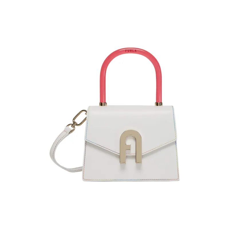 Furla Elettra Cow Leather Handbag Mini Women's White & Pink-0