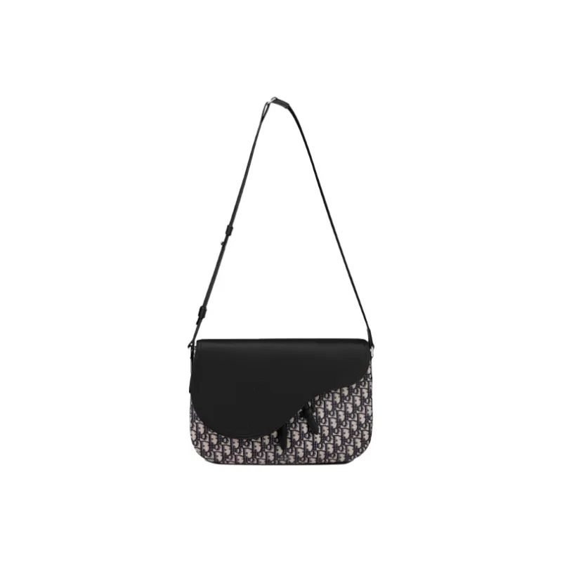 DIOR Cow Leather Saddle Bag Messenger Bag Men's Black-2