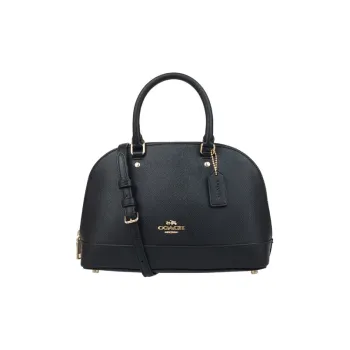 COACH Sierra Leather Dome Bag, Handbag, Shoulder Bag, Crossbody Bag Medium Size Women's Black