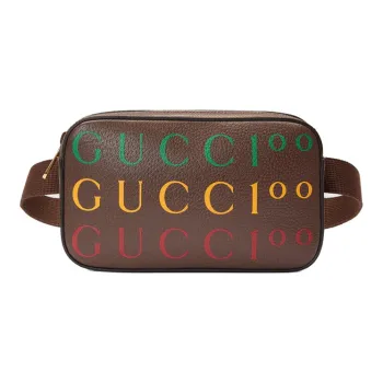 GUCCI Leather Fanny Pack, Sling Bag, Shoulder Bag, Crossbody Bag Unisex Brown