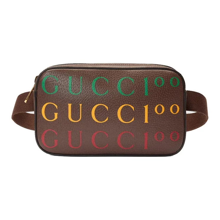 GUCCI Leather Fanny Pack, Sling Bag, Shoulder Bag, Crossbody Bag Unisex Brown-0