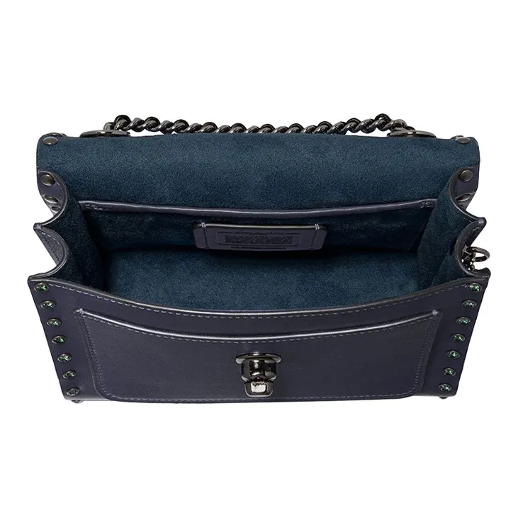 COACH Parker Cow Leather Leather Chain Bag Shoulder Bag Chain Bag Crossbody Bag Small Size Women's Dark Blue-2