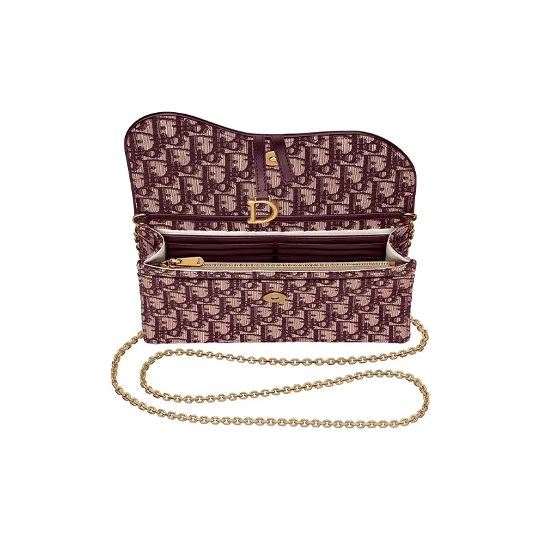 DIOR Saddle Cow Leather Saddle Bag Combo Bag Handheld Shoulder Bag Crossbody Bag Women's Burgundy-2