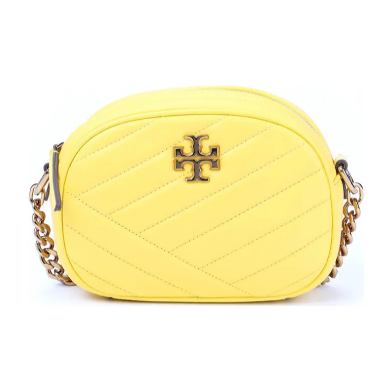 TORY BURCH Lambskin Camera Bag, Crossbody Bag, Shoulder Bag Women's Light Yellow-1