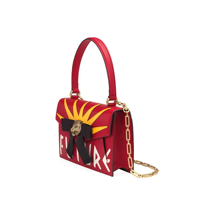 GUCCI Leather Shoulder Bag Crossbody Bag Handbag Women's Red-1